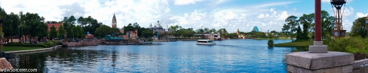 Here is a panorama of EPCOT's World Showcase with many of the pavilions in the picture. you can also see the Friendship boats that goes across the World Showcase Lagoon. The is also the lake where the IllumiNations: Reflection of earth is shown. 